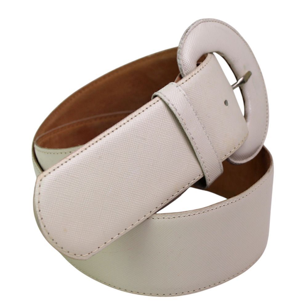 The Leather Snop IVORY REAL LEATHER 2"Wd STITCHED CASUAL WOMEN'S BELT Sz M (F68 - Picture 6 of 13